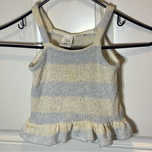 Zara Little Girl Soft Knit Crochet Tank Ruffle Size 18-24 months